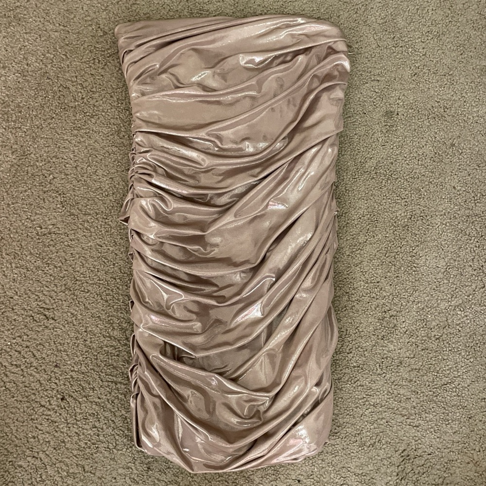 Shimmering Zara Ruched Strapless Dress